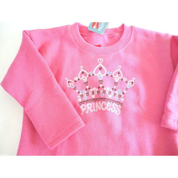 NEW Pink PRINCESS Tiara Crown LONG SLEEVE SWEAT SHIRT Girls Childrens 18Months - Picture 2 of 4